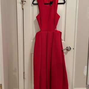DKNY Red Cutout Midi A-Line Dress NWT